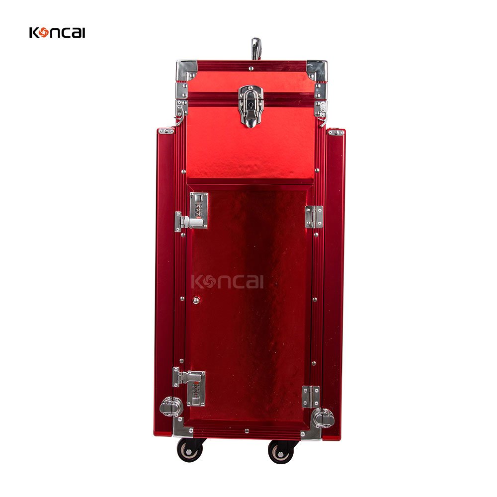 KONCAI Hot Sell Nail Polish Rolling Makeup Case Double Desks Salon Technician Artist Manicure Makeup Station Foldable Nail Table