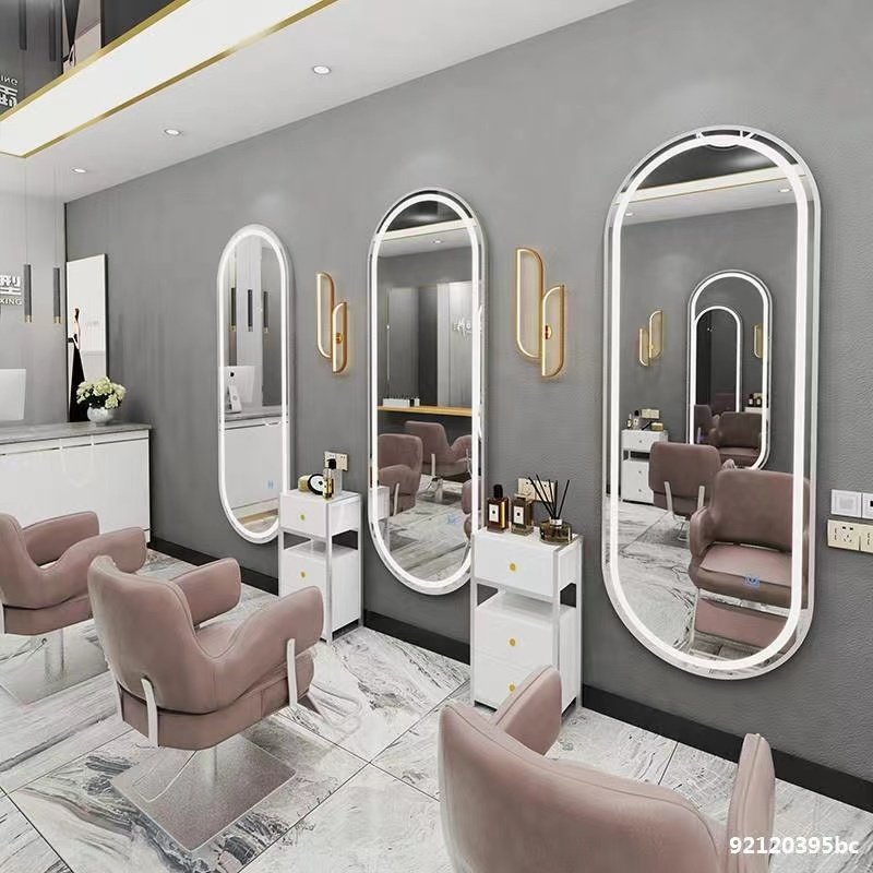 Diant high quality wholesale luxury LED back light barber shop make up mirror wall mounted decor salon mirror for hairdressing