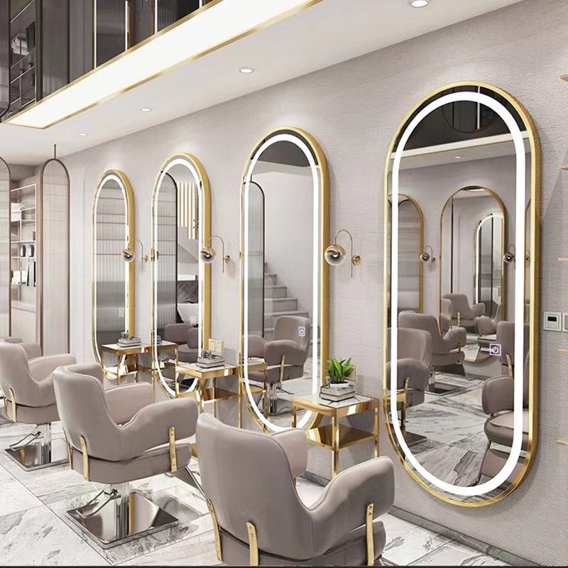Diant high quality wholesale luxury LED back light barber shop make up mirror wall mounted decor salon mirror for hairdressing
