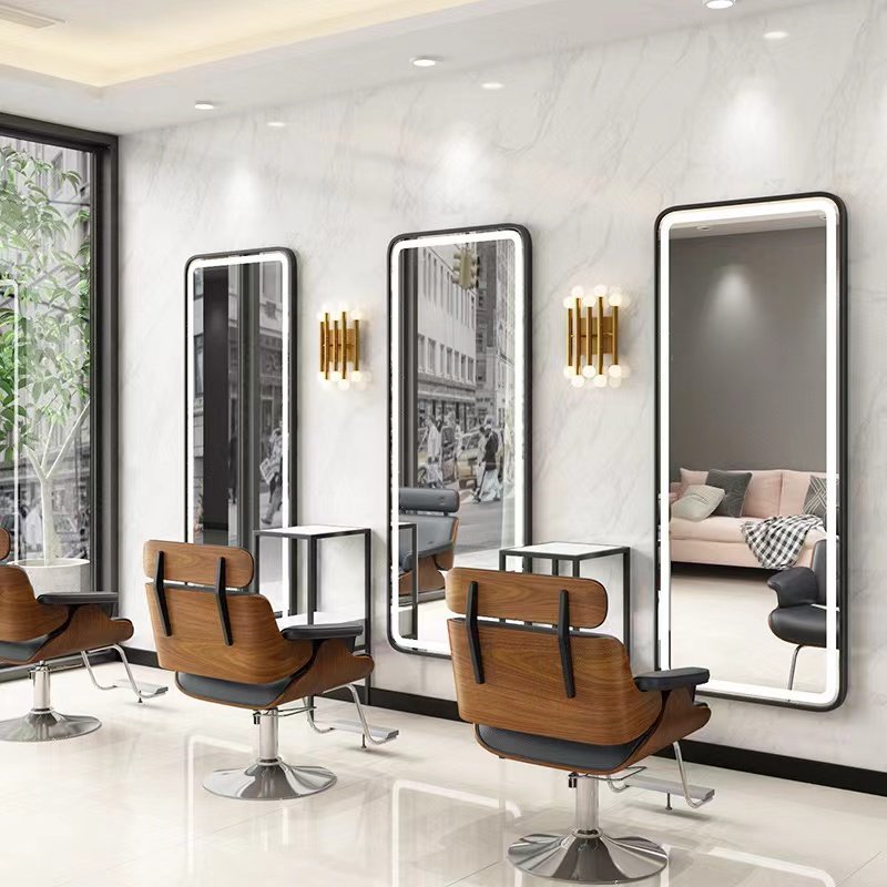 Diant high quality wholesale luxury LED back light barber shop make up mirror wall mounted decor salon mirror for hairdressing