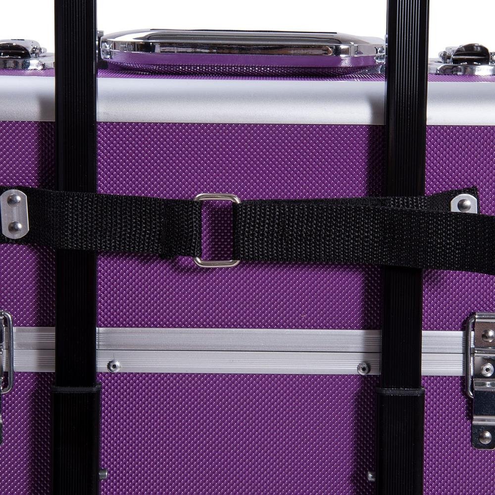 34cm x 25cm x 72cm Extra Large 4 in 1 Aluminum Rolling Hairdressing Makeup Case Salon Artist Cosmetic Organizer Makeup Trolley