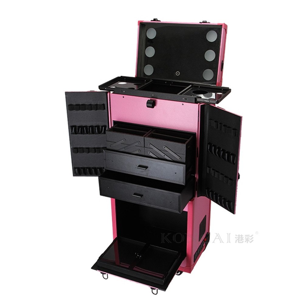 FAMA factory Professional aluminum cosmetic bag stylist nail beauty salon tools storage trolley rolling case