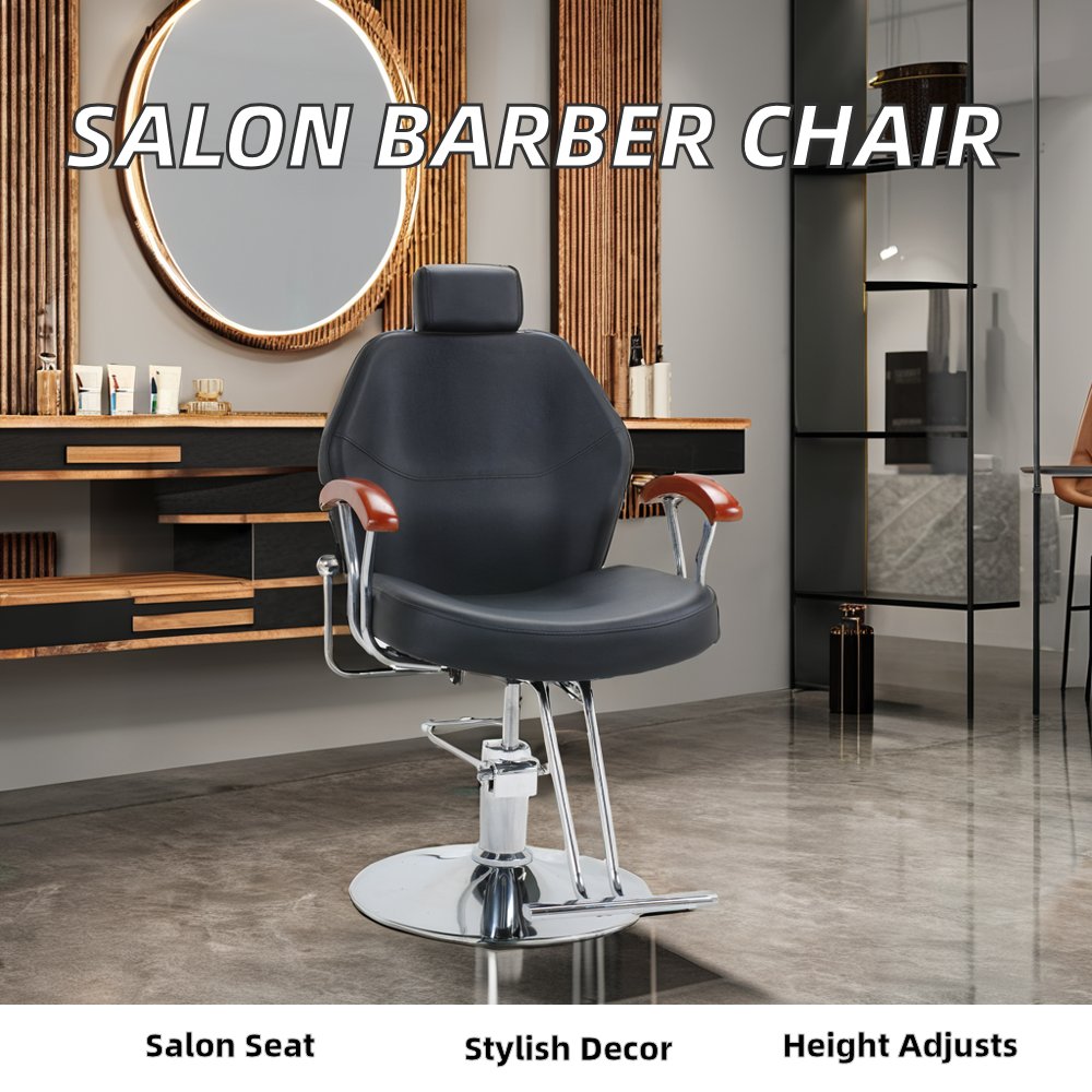 High Quality Black Barber Chair All-Purpose Heavy Duty Reclining Styling Salon Seat Height Adjustable for Dining Barber Shop Use
