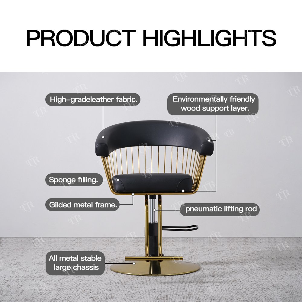 Turri Professional Barber Chair Customizable Salon Chair Furniture Gold Hydraulic Pump Styling Hairdressing Chair