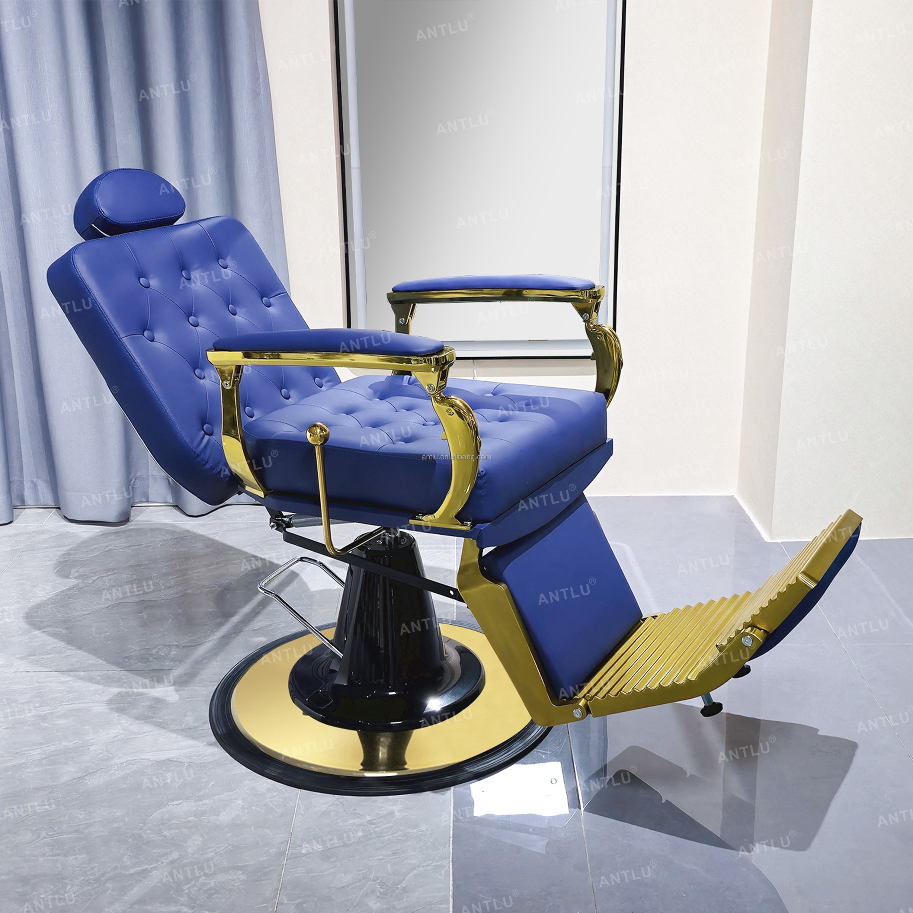 Metal vintage barber chair for men reclining salon furniture chairs hairdressing heavy duty Beauty Salon shop