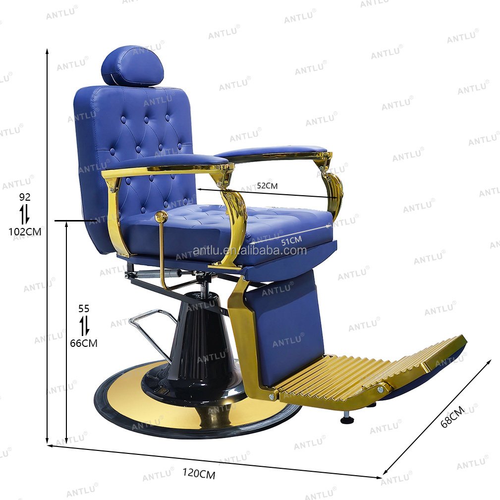 Metal vintage barber chair for men reclining salon furniture chairs hairdressing heavy duty Beauty Salon shop