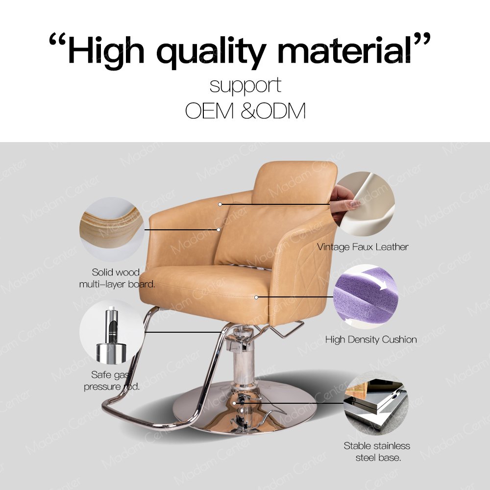 Madamcenter European Style Synthetic Leather Hydraulic Ergonomic Hair Cut Barber Hairdressing Styling Chair Vintage Barber Chair