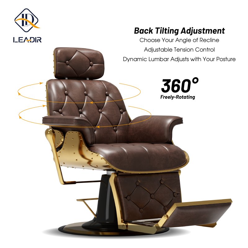 Professional Hair Salon Gold Red Classic Black Vintage Belmont Barber Chair Hydraulic Pump Reclining Chair Barbershop