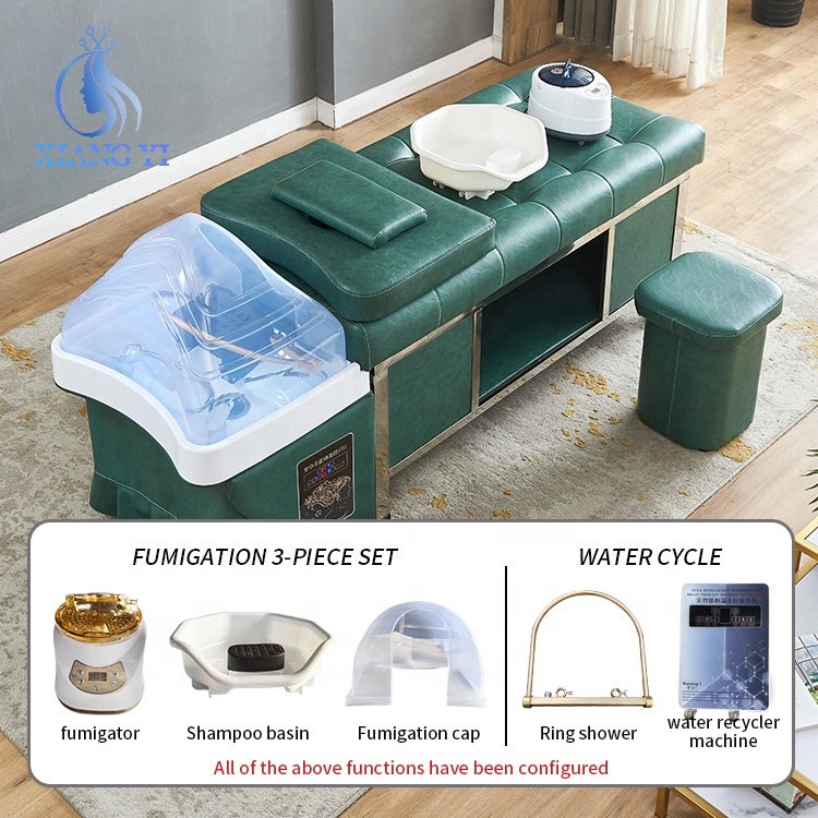 Beauty Salon Hair Washing Chair Water Circulation Steam Device Thai Massage Shampoo Bed
