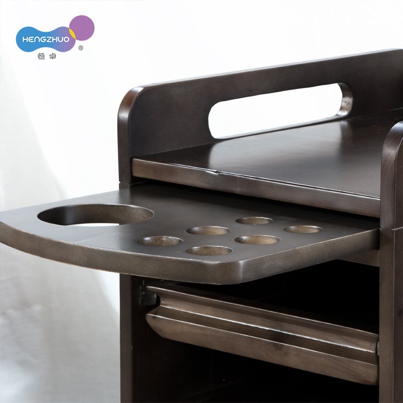 Modern Baber Trolley Cart with Wooden Drawers Beauty Salon Furniture Move with 4 Wheels Hair Salon Equipment for Barber Station