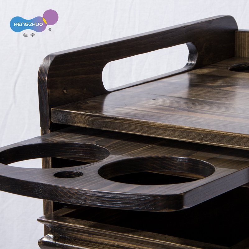 Modern Baber Trolley Cart with Wooden Drawers Beauty Salon Furniture Move with 4 Wheels Hair Salon Equipment for Barber Station