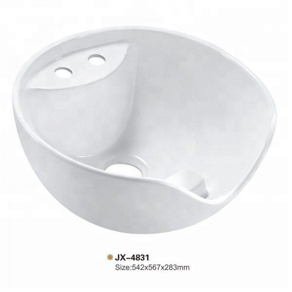 JX4831 Factory Sell Salon Beauty Equipment Shampoo Wash Basin Salon Furniture Ceramic Hair Salon Furniture Wooden Modern White