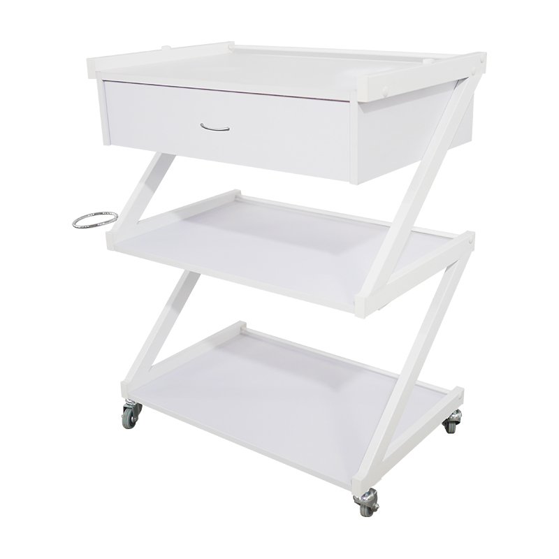 High Quality Salon Furniture Trolley with Drawer White Color have Universal Wheels TS-4113A