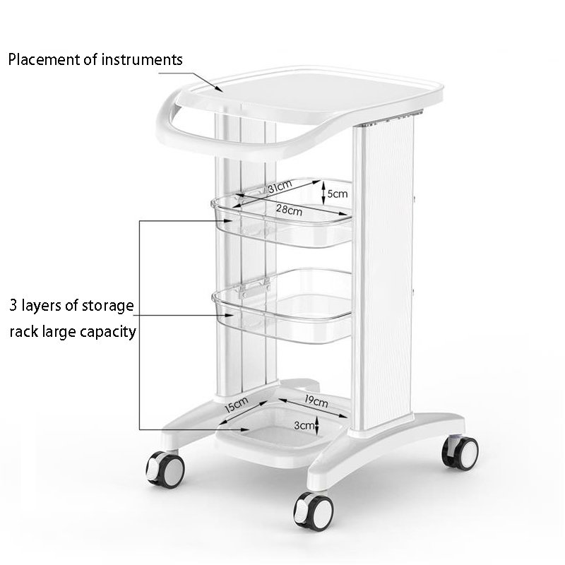 Modern Design Good Quality Beauty Salon Trolley Professional Rolling Trolley Beauty Trolley With Silent Swivel Wheel