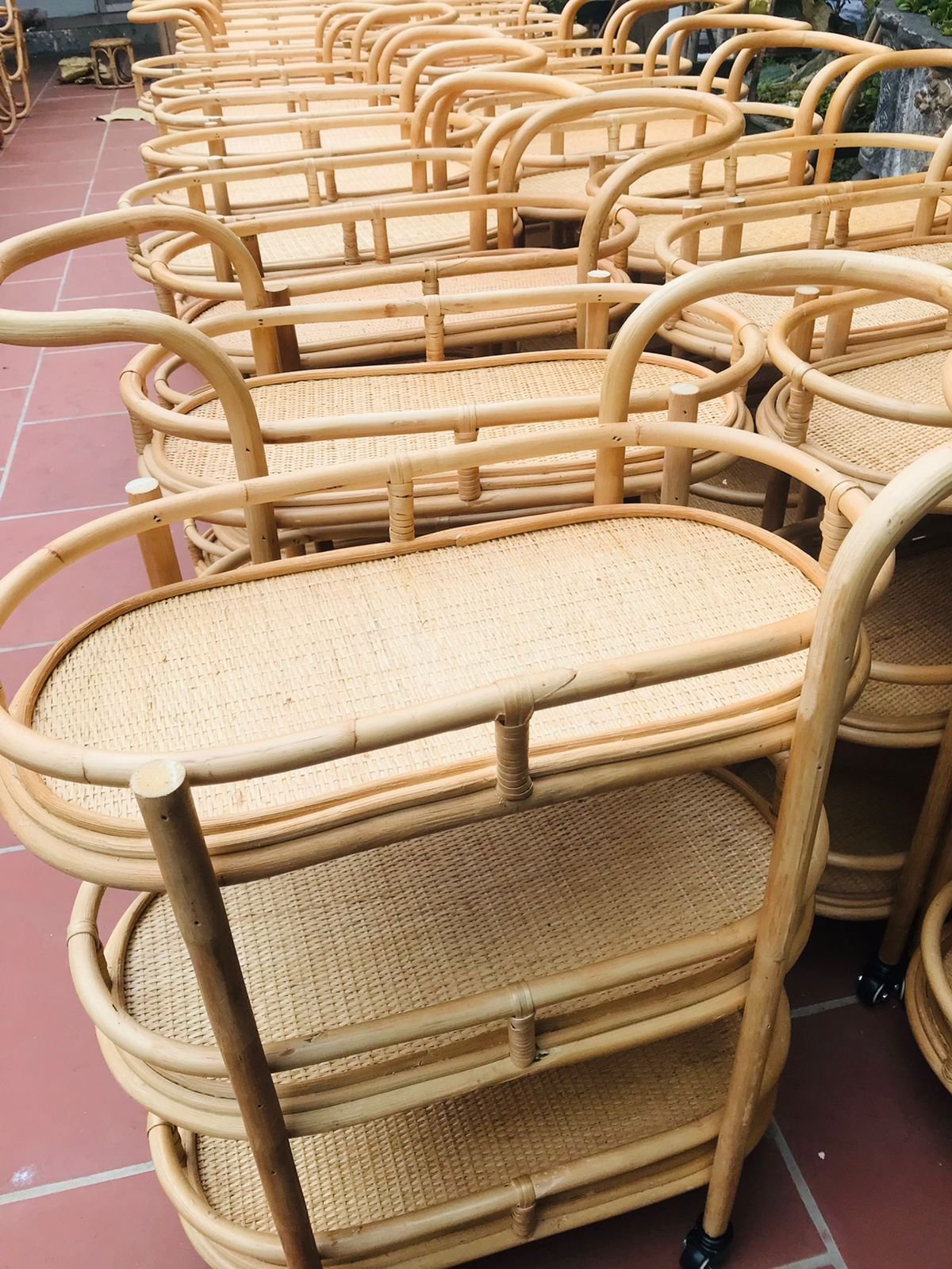 Rattan Serving Tray Hand Woven Natural Rattan Bar Trolley Versatile Kitchen Hotel Furniture Wholesale Natural Trolley