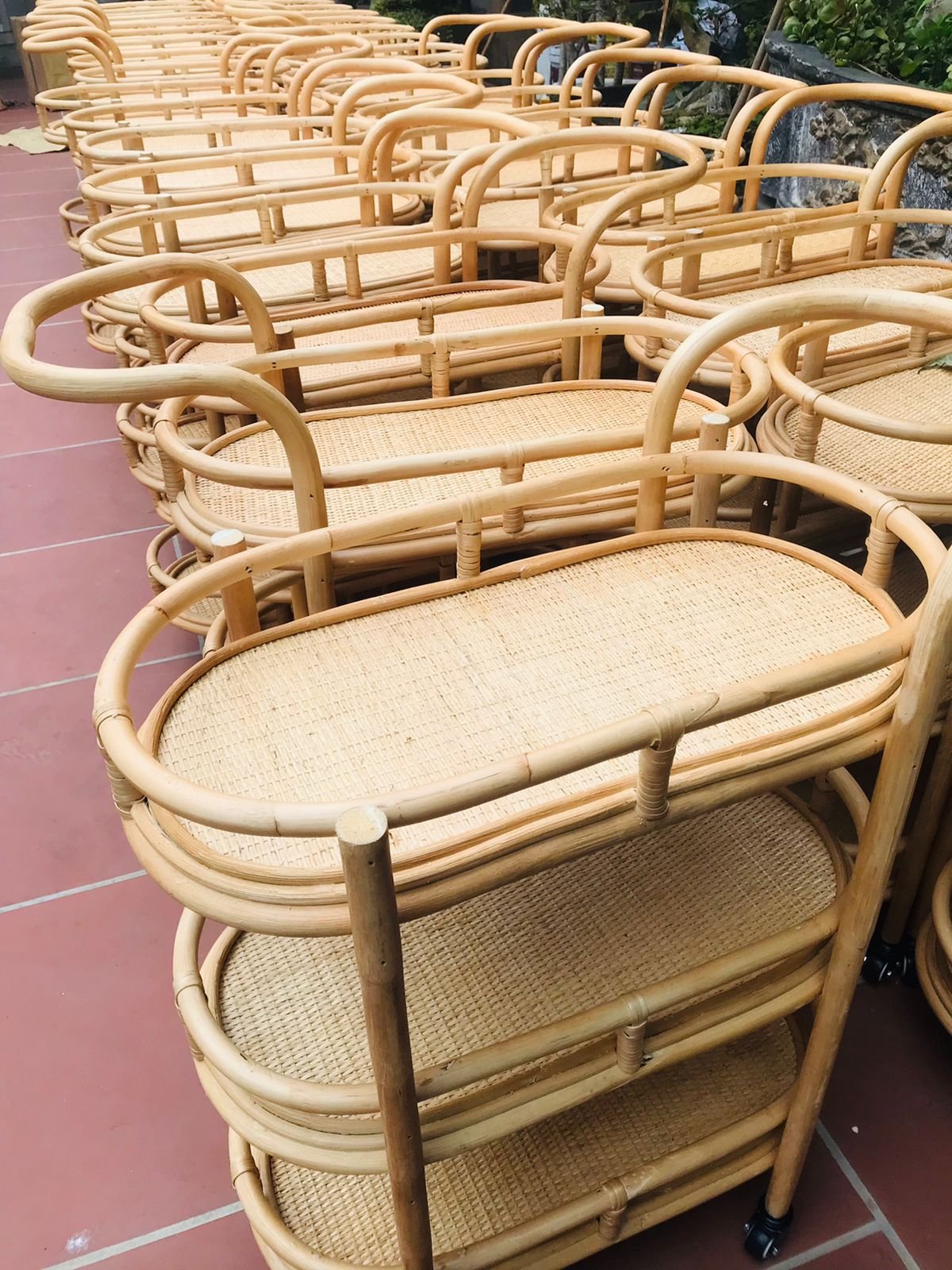 Rattan Serving Tray Hand Woven Natural Rattan Bar Trolley Versatile Kitchen Hotel Furniture Wholesale Natural Trolley