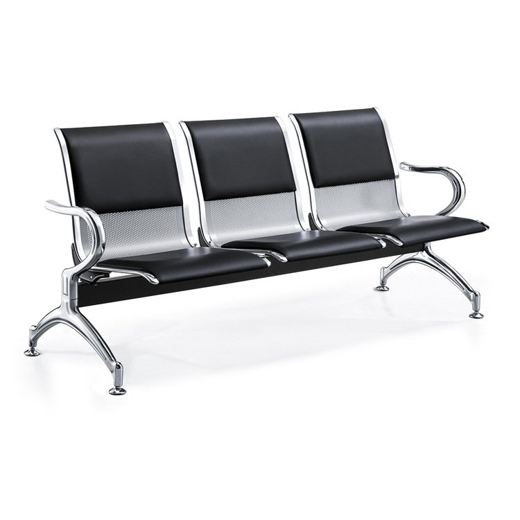 Stainless Steel 4 Seater Waiting Chairs Hospital Plastic Leather Reception Room Waiting Chair For Airport