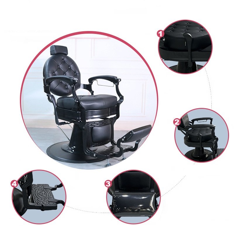 Professional Simple Beauty Salon Barber Shop Ergonomic Adjustable PU Leather Reclining Swivel Lifting Haircut Grooming Chair