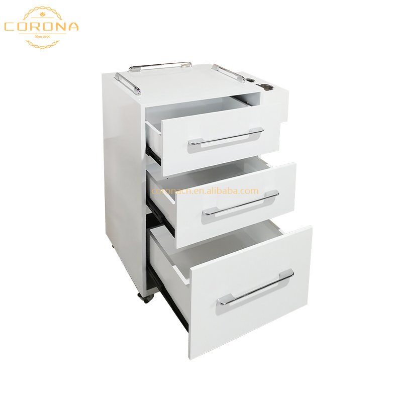 Multifunction Hairdressing Pedicure Trolley 3 Layer Drawers Wooden Hair Salon Trolley Rolling Cart With Wheels