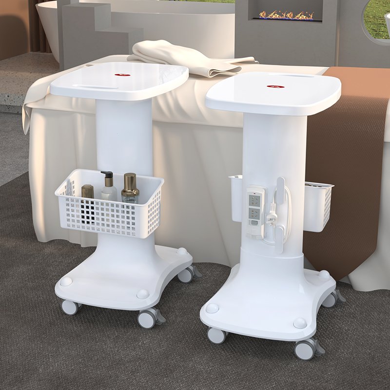 Factory wholesale High Quality Mobile Portable Facial Beauty Machine Salon Trolley Ergonomic Handrails ABS Beauty Equipment Cart