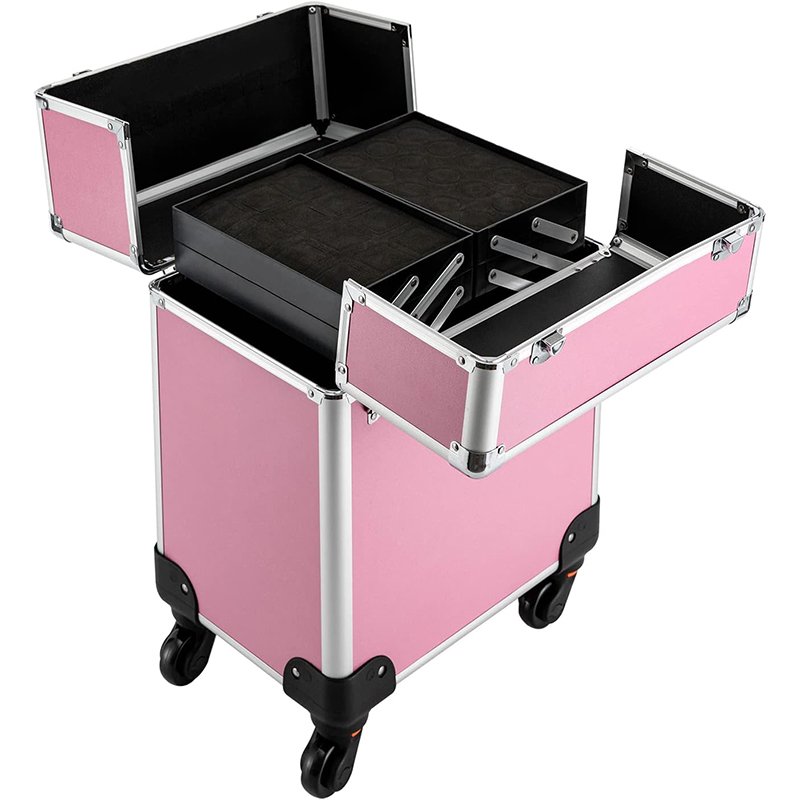 Nail Salon Barber Case For Make-up Artists, Hairdressers, Nail Technicians Aluminum Makeup Case With Wheels Barber Case
