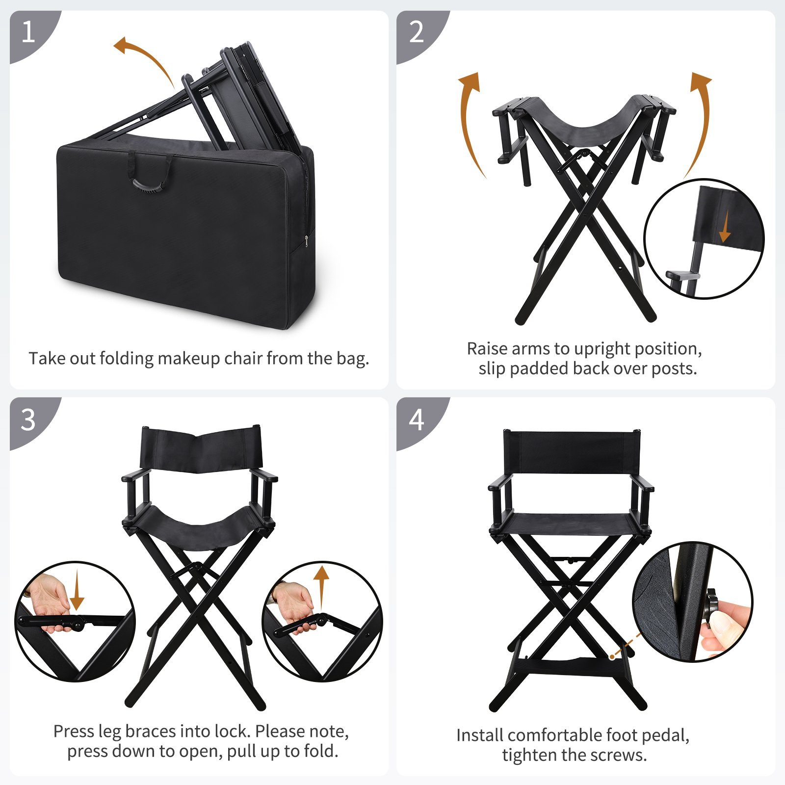 Relavel Folding Makeup Chair With Backpack for Makeup Artist Portable Makeup Artist Stool Chair Perfect for Salons