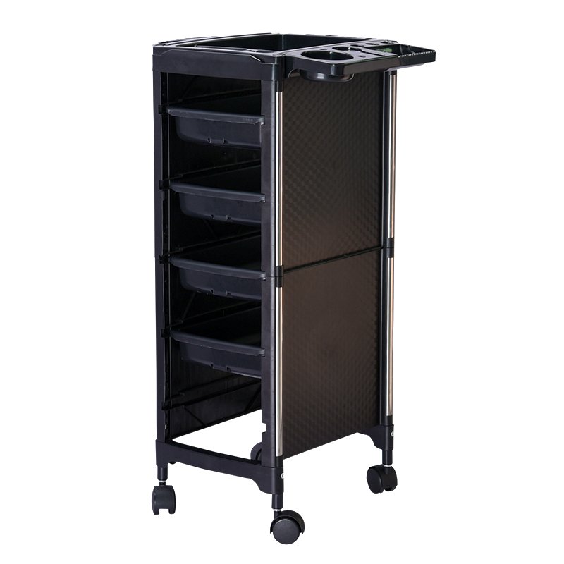 Beauty Salon Trolley Hairdresser Rolling Salon Cart with Stainless Steel Pipe Support Home Use Plastic Hair Styling Furniture