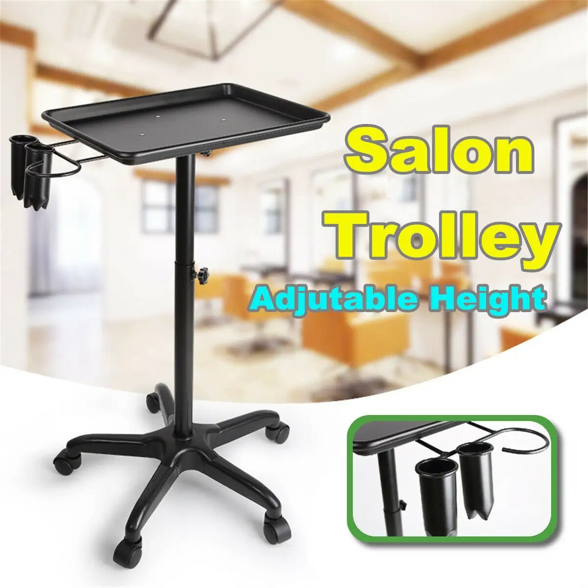 Trolley Spa Auxiliary Cart Height Adjustable Hair Salon Trolley Cart With Wheels Hair Station Equipment