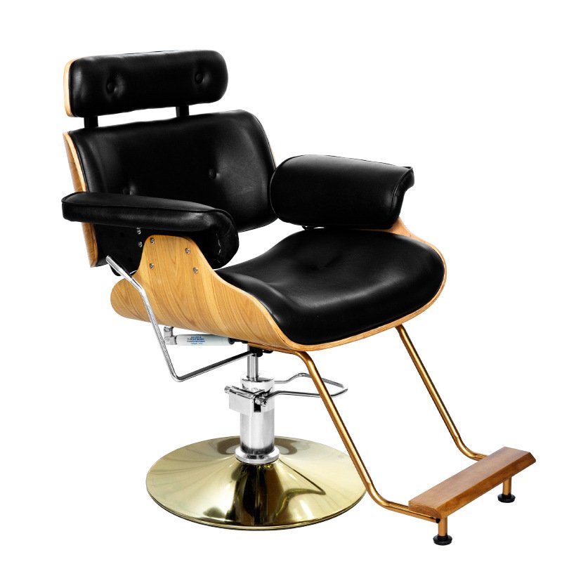 Fashionable Ladies Reclining Barber Chair Set round Base Synthetic Leather Salon Chair Lifting Pink Barber Chair Beauty Salons