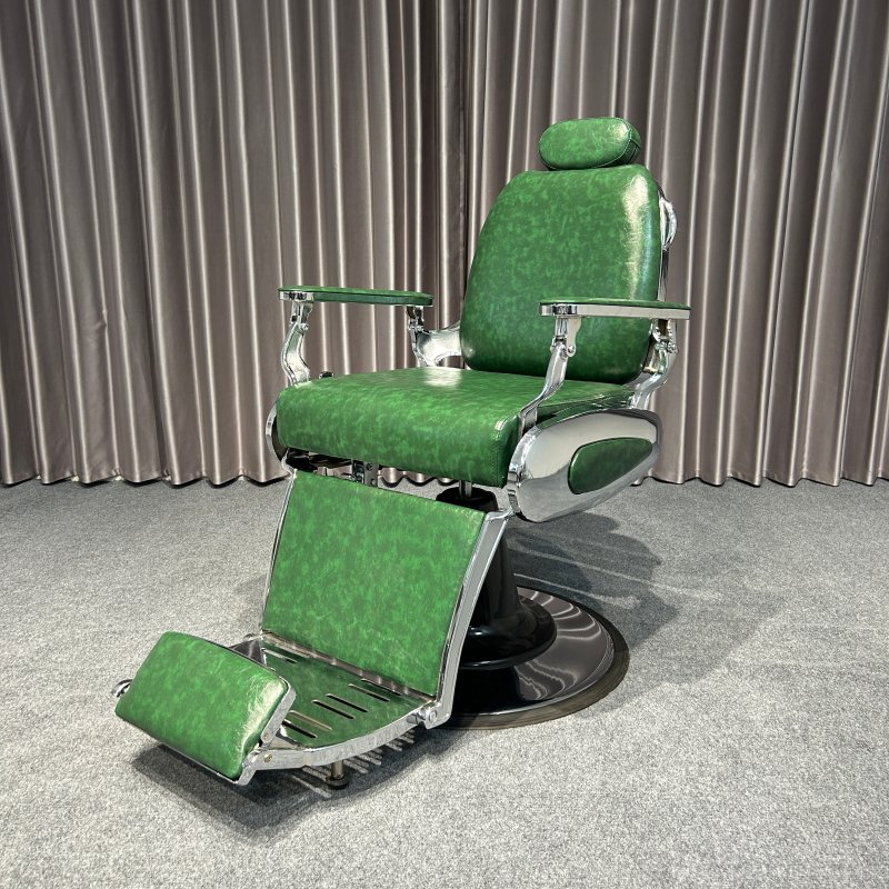 New Green Color Barber Chair with Silver Frame for Beauty Salon Equipment