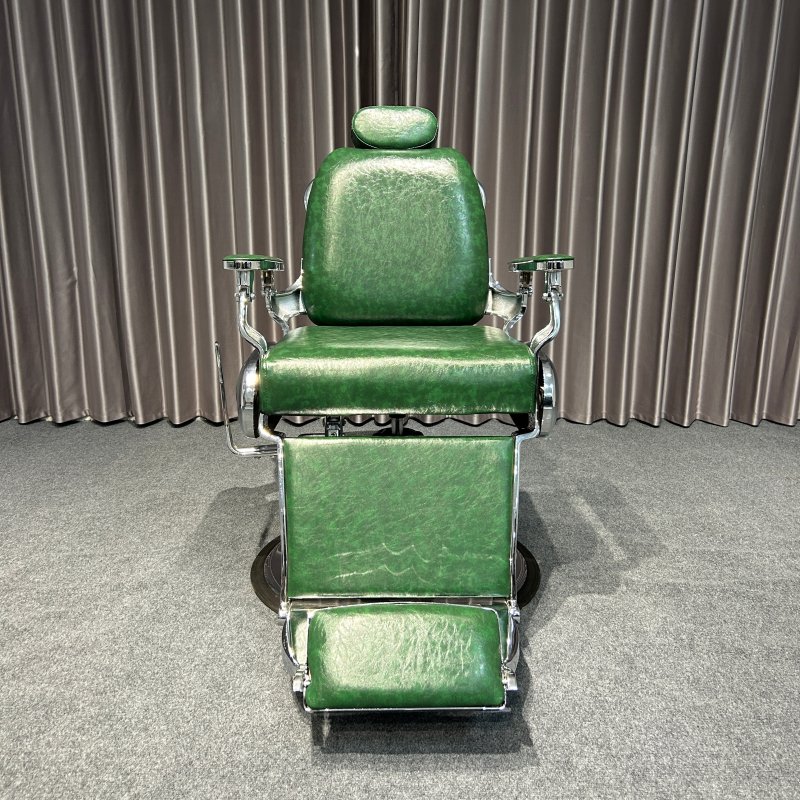 New Green Color Barber Chair with Silver Frame for Beauty Salon Equipment