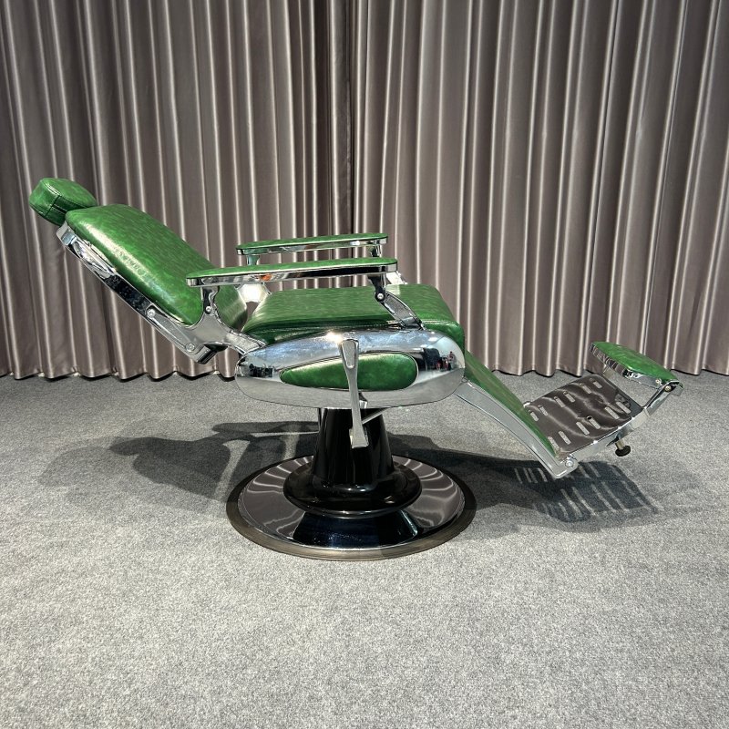 New Green Color Barber Chair with Silver Frame for Beauty Salon Equipment