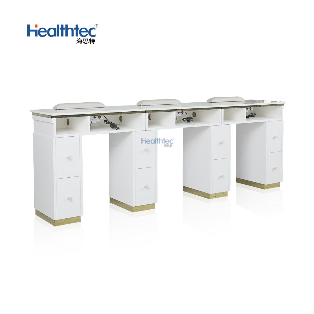 Modern Salon Nail Equipment Salon Club Nail Table Marble Design Double Room With Storage Nail Table