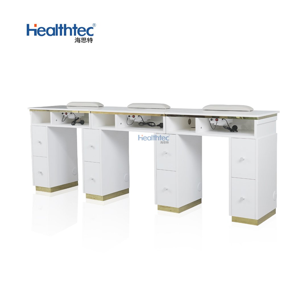 Modern Salon Nail Equipment Salon Club Nail Table Marble Design Double Room With Storage Nail Table