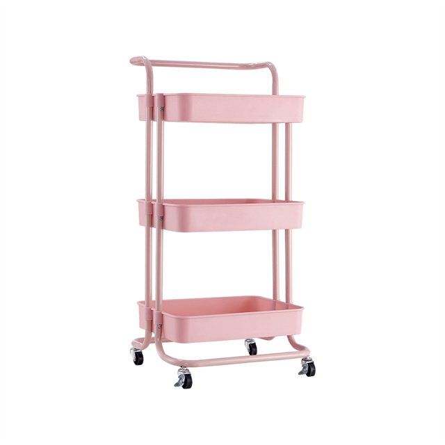 3 layers kitchen fruit and vegetable shelves wholesale detachable rotating basket cart buckle style living room storage rack