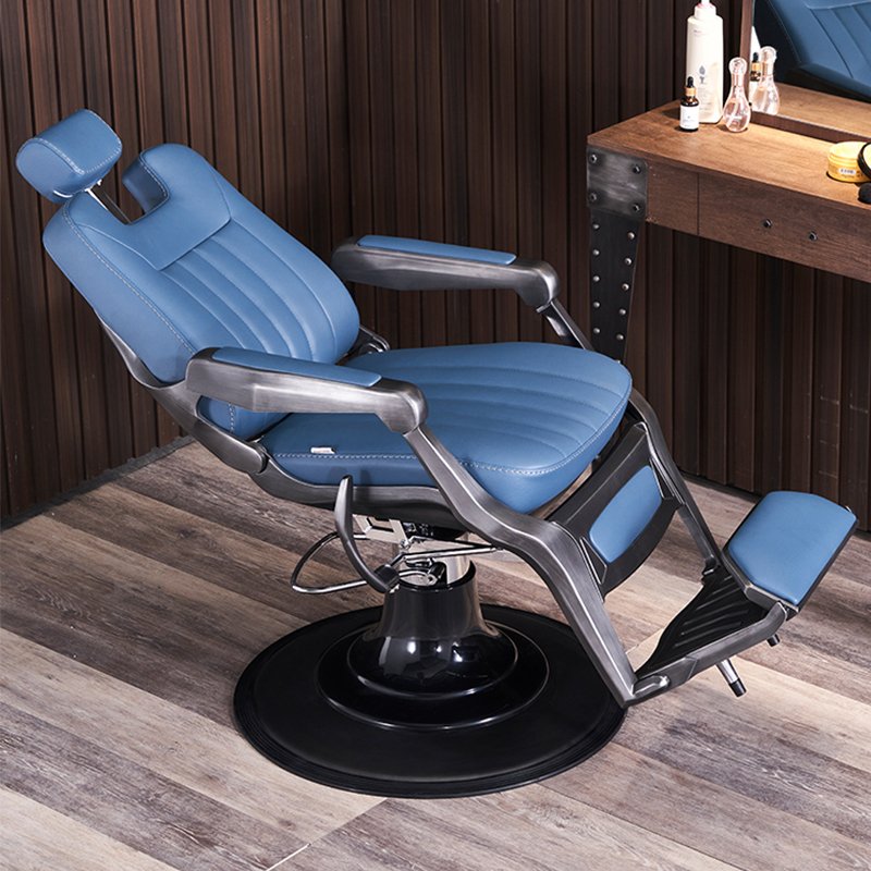 Modern beauty hair salon blue barber chair luxury adjustable rotation barbershop men's hardressing chairs