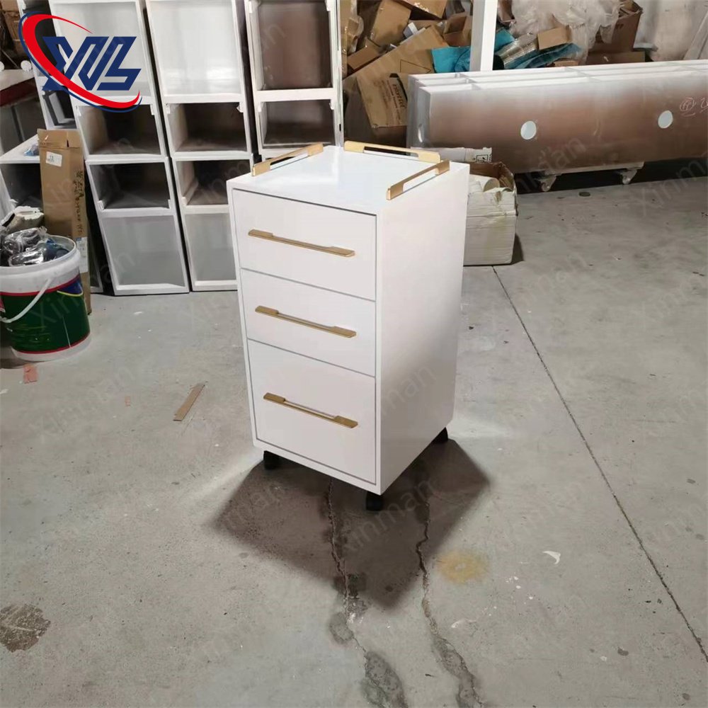 Multifunction Hairdressing Pedicure Trolley 3 Layer Drawers Wooden Hair Salon Trolley Rolling Cart With Wheels