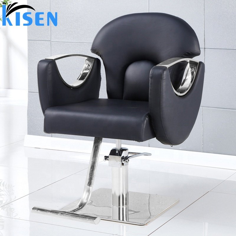 Kisen 2024 New Arrival Foshan Barber Chair Girl Hydraulic Styling Chairs with Stainless Steel Square Base