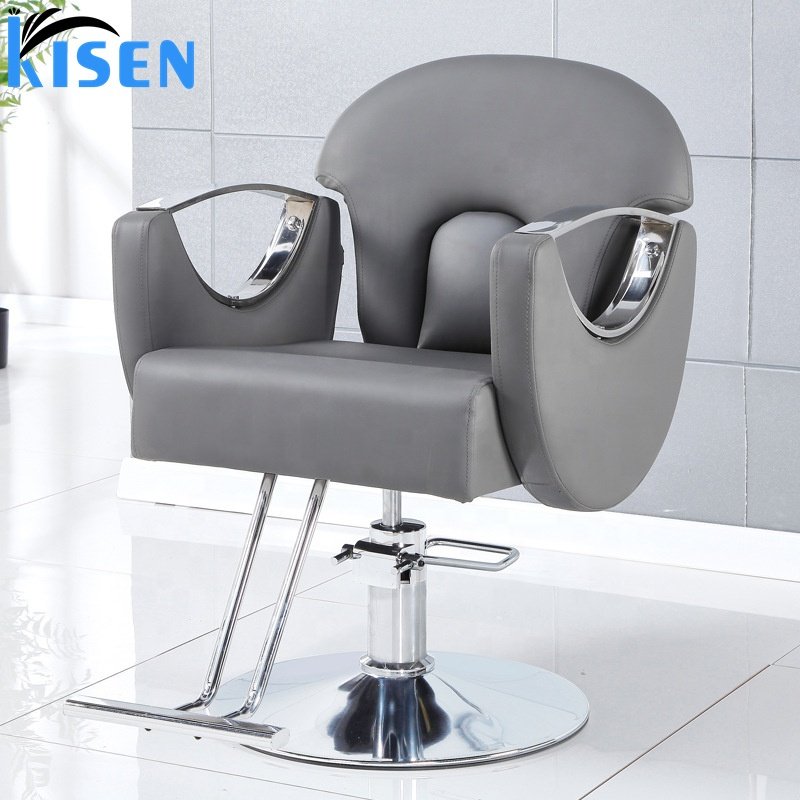 Kisen 2024 New Arrival Foshan Barber Chair Girl Hydraulic Styling Chairs with Stainless Steel Square Base