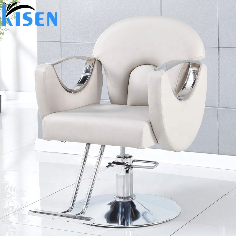 Kisen 2024 New Arrival Foshan Barber Chair Girl Hydraulic Styling Chairs with Stainless Steel Square Base