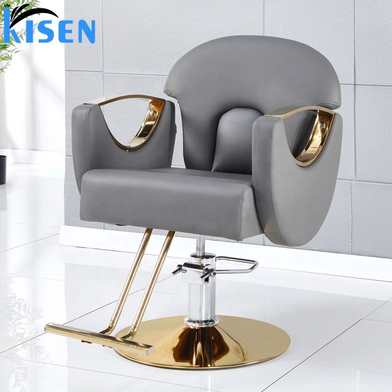 Kisen 2024 New Arrival Foshan Barber Chair Girl Hydraulic Styling Chairs with Stainless Steel Square Base