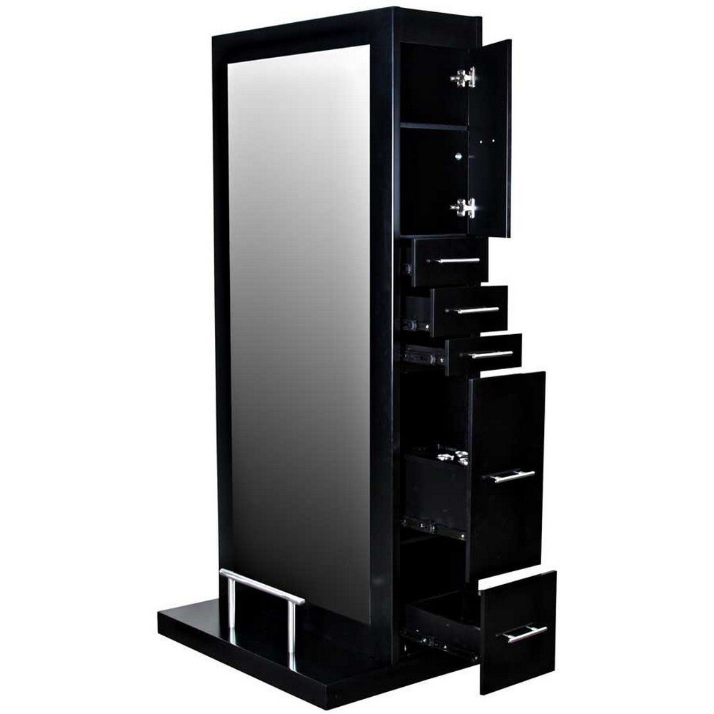 Modern Style Barber Shop Furniture Double Side Black Light Salon Barber Decorative Mirror For Salon With Drawer