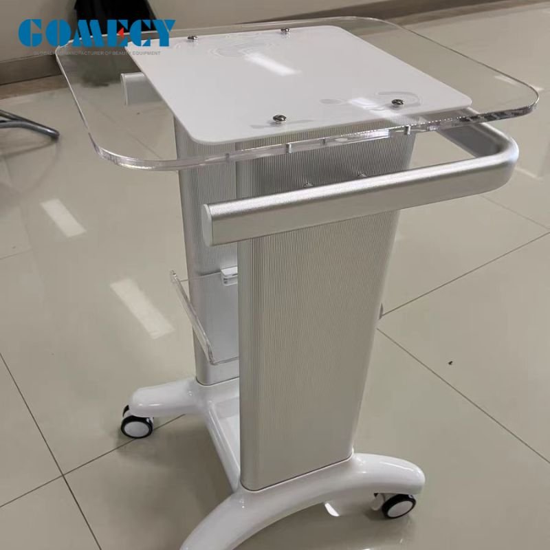 GOMECY Silver 4 wheels movable trolley cart table for pemf magnetic therapy nail polisher beauty devices holding usage