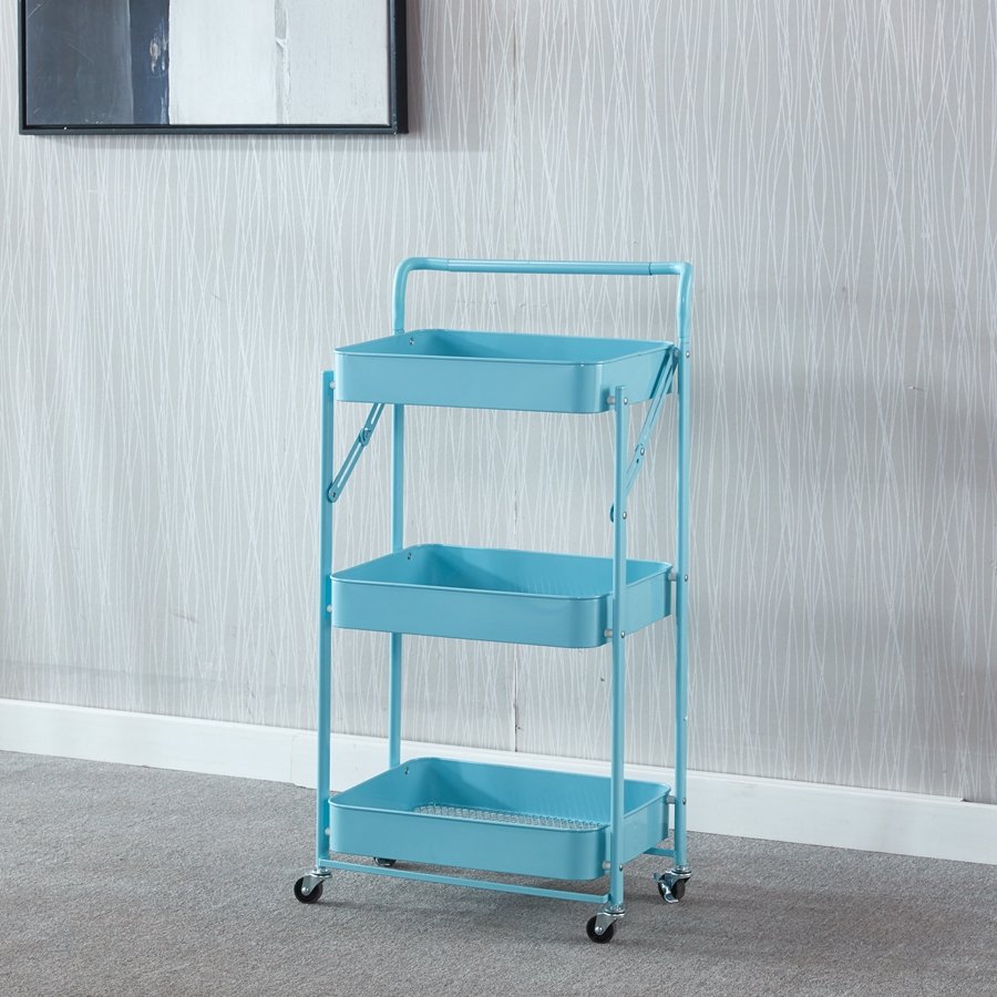 Movable Three-layer Foldable Beauty Salon Makeup Vanity Tool Box Trolley With Wheels