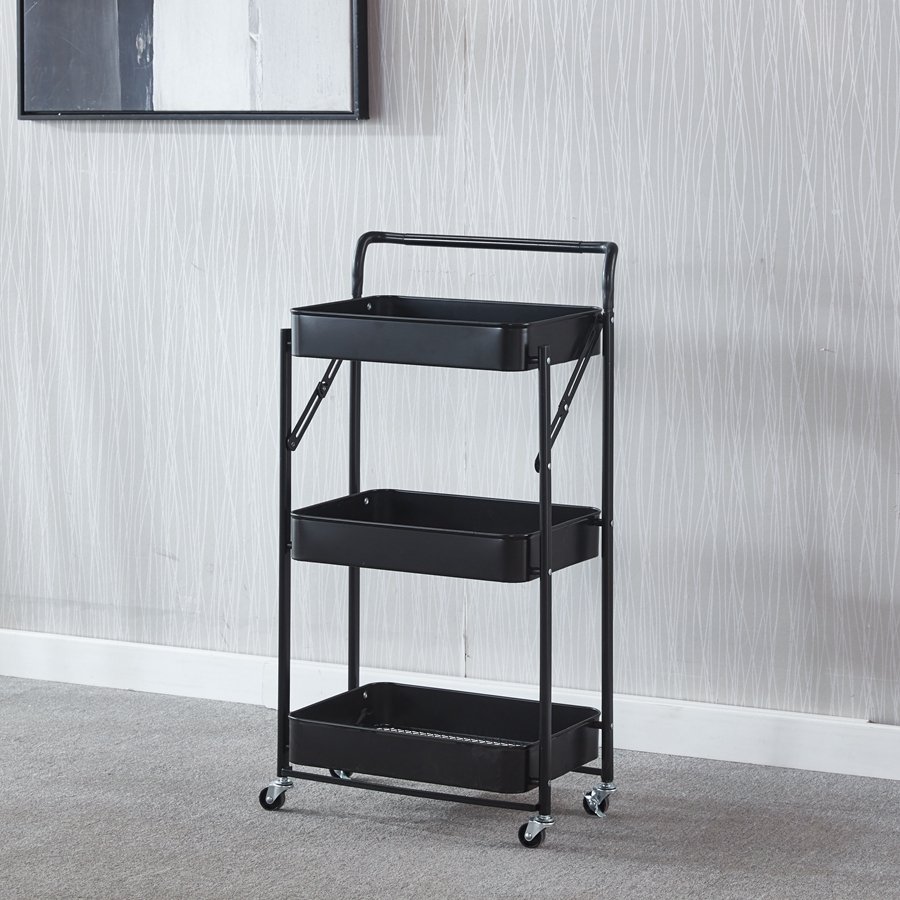 Movable Three-layer Foldable Beauty Salon Makeup Vanity Tool Box Trolley With Wheels