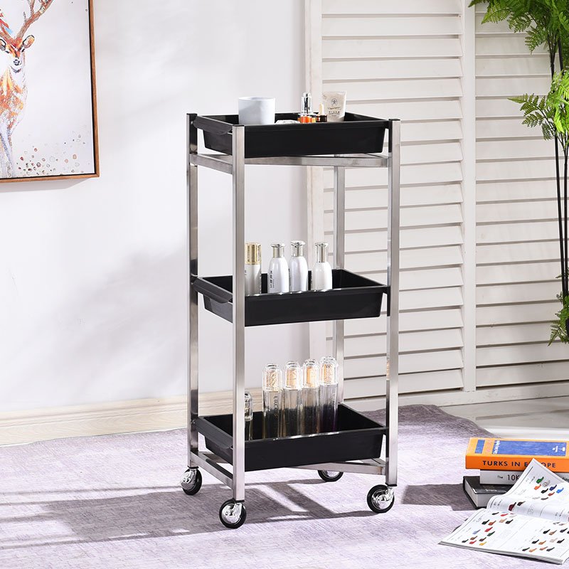New stainless steel hair cart, overall three-layer cart, tool cart, hair dyeing cart