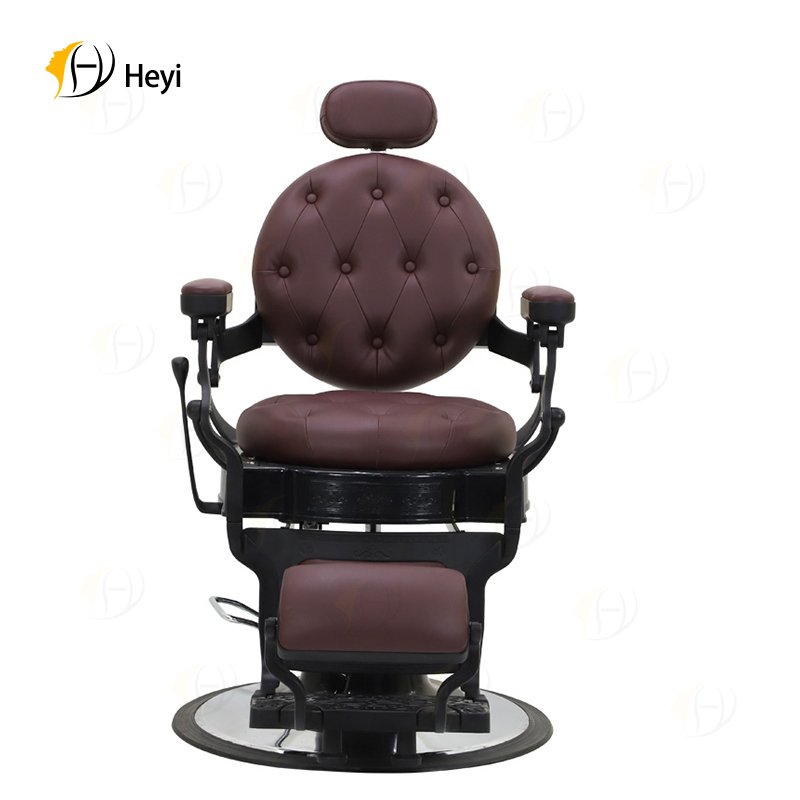 vintage round backrest can be placed upside down for shaving stainless steel high-quality wood barber chair for beauty