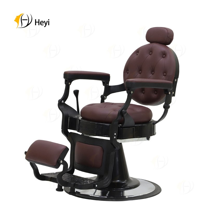 vintage round backrest can be placed upside down for shaving stainless steel high-quality wood barber chair for beauty