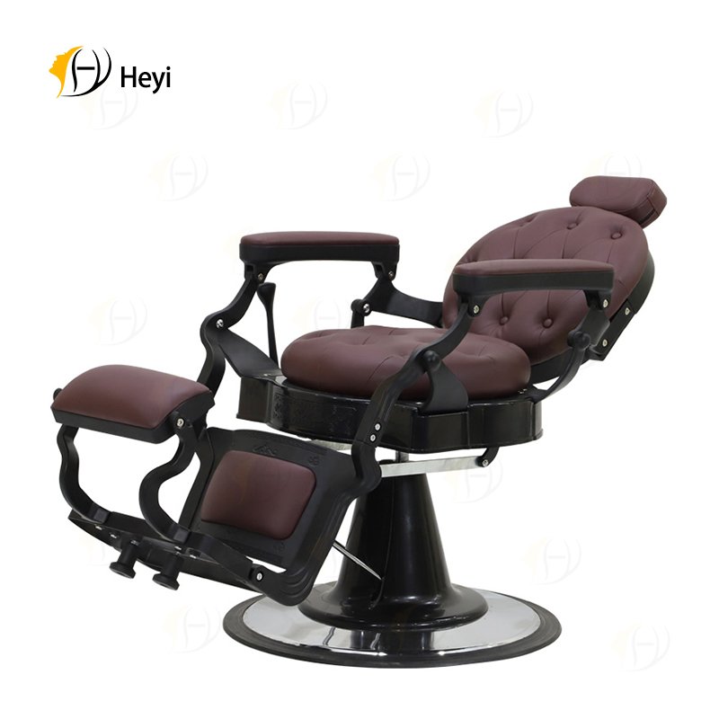 vintage round backrest can be placed upside down for shaving stainless steel high-quality wood barber chair for beauty