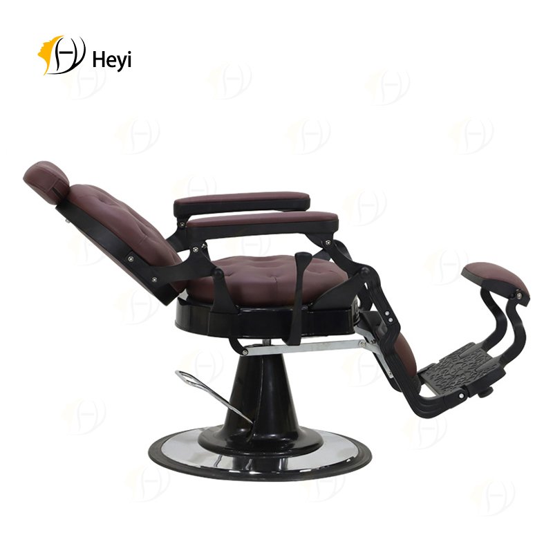 vintage round backrest can be placed upside down for shaving stainless steel high-quality wood barber chair for beauty
